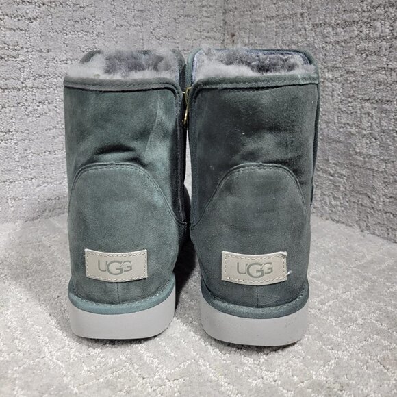 UGG Abree Women's Size 12 US Green Suede Leather Side Zip Mini Boots 1016548 - Picture 3 of 11